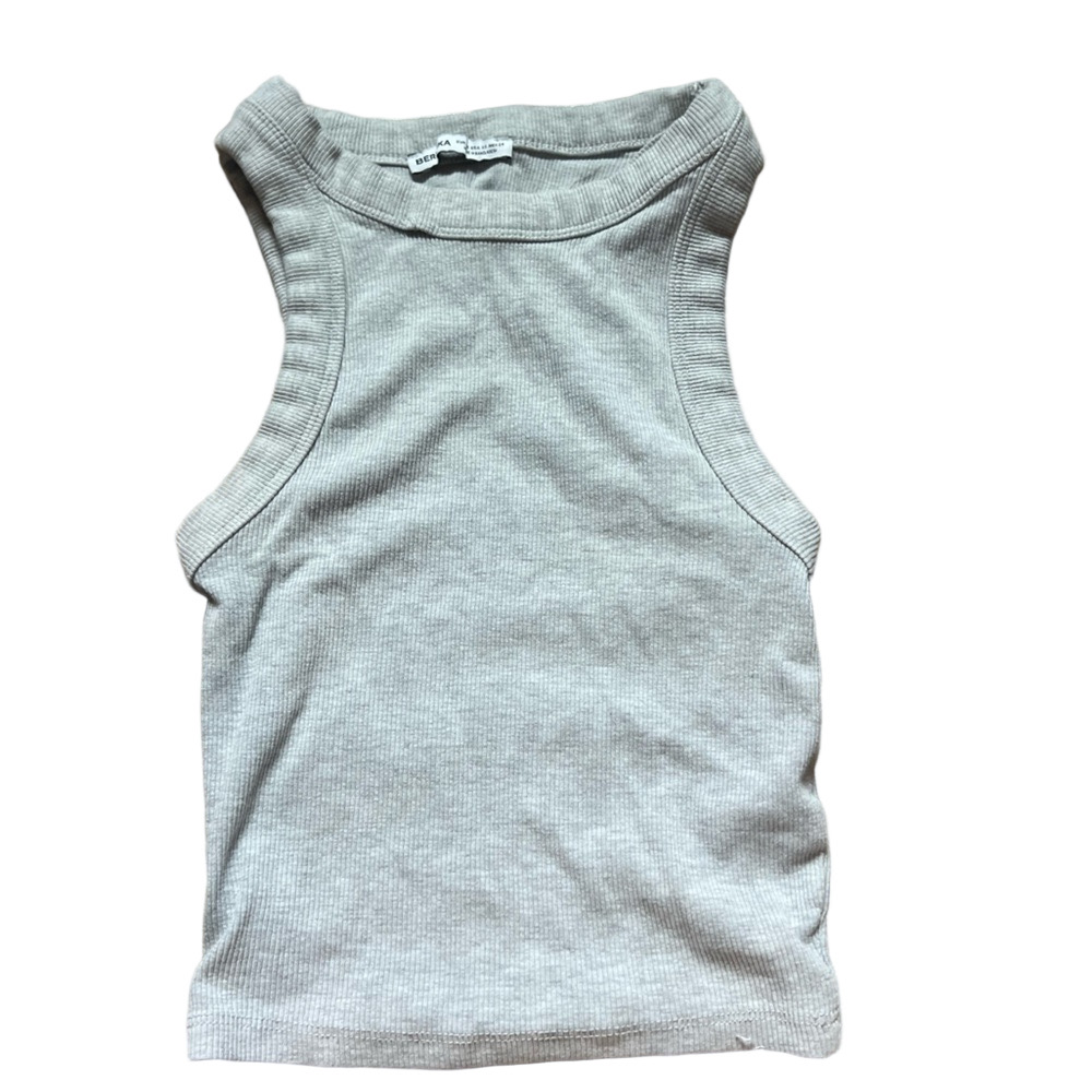Bershka Light Gray Ribbed Tank Top